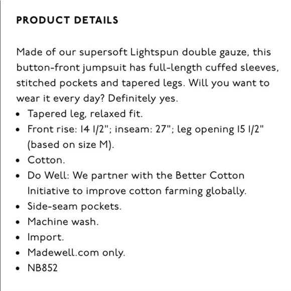 Madewell Stitched Pocket Coverall Jumpsuit - Picture 6 of 6